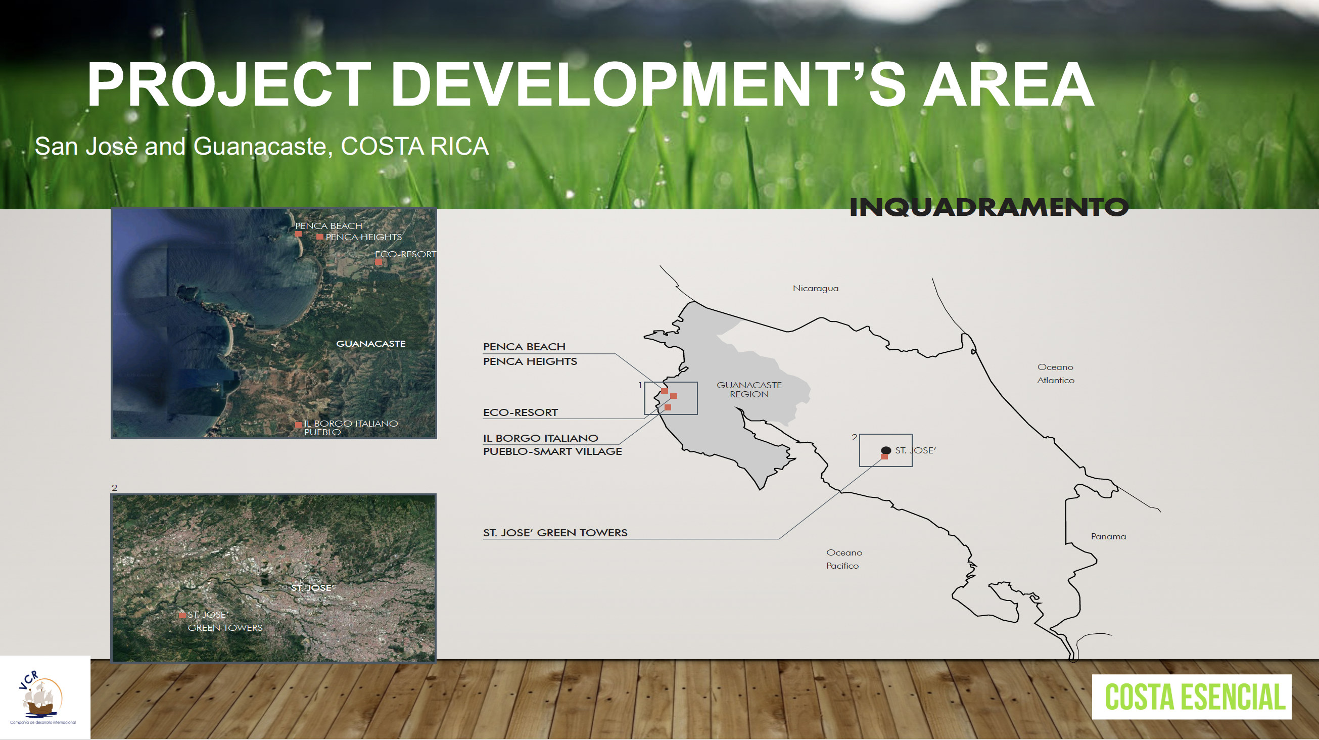 Project development area — supplied Costa Rica map and location references; source marks retained.
